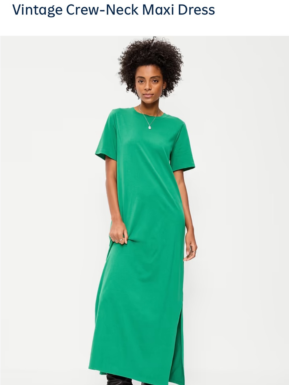 NWT Old Navy Green Vintage Crew-Neck Maxi Dress